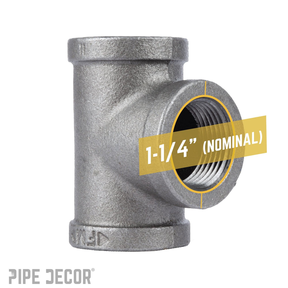 PIPE DECOR 1-1/4 in. black iron tee pipe fitting