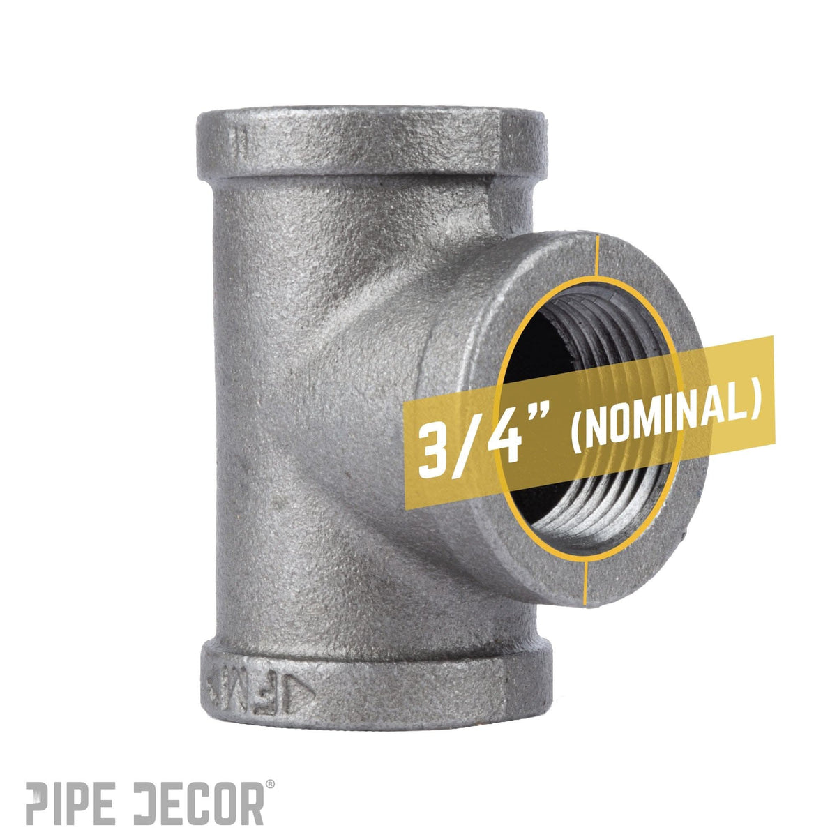PIPE DECOR 3/4 in. black iron tee pipe fitting, view 3