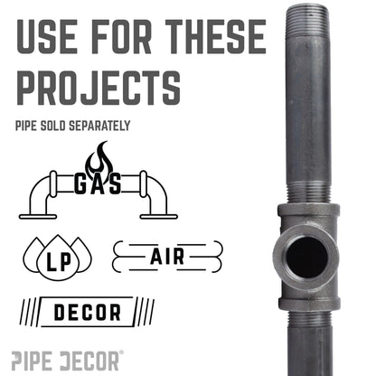 PIPE DECOR 3/4 in. black iron tee pipe fitting, view 5