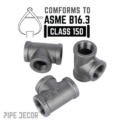 PIPE DECOR 3/8 in. black iron tee pipe fitting, view 4