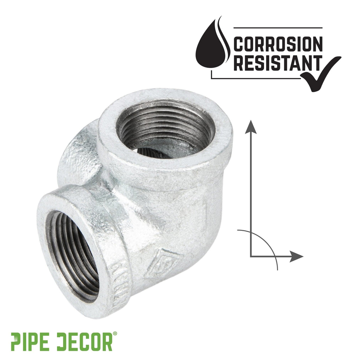 PIPE DECOR 3/4 in. galvanized iron side outlet elbow pipe fitting, view 6