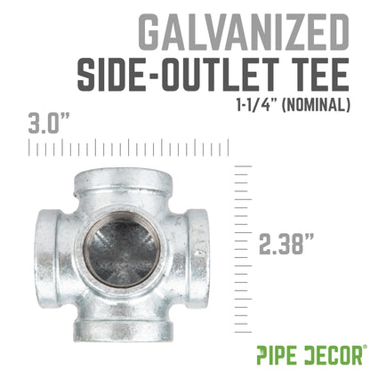 PIPE DECOR 1-1/4 in. galvanized iron side outlet tee pipe fitting