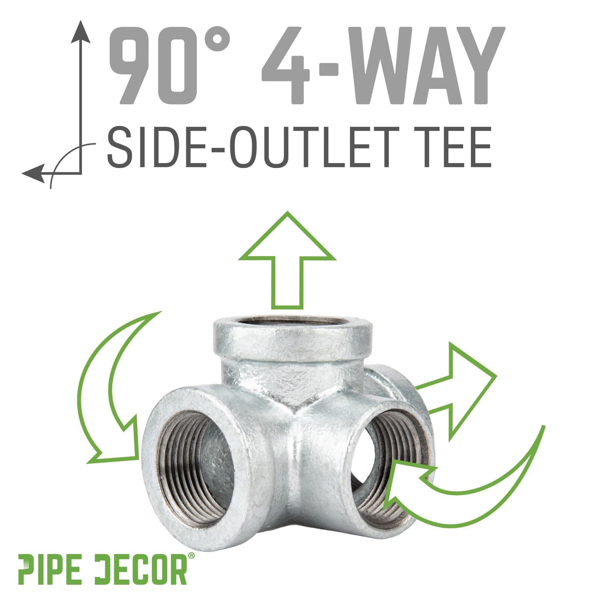 PIPE DECOR 1-1/4 in. galvanized iron side outlet tee pipe fitting