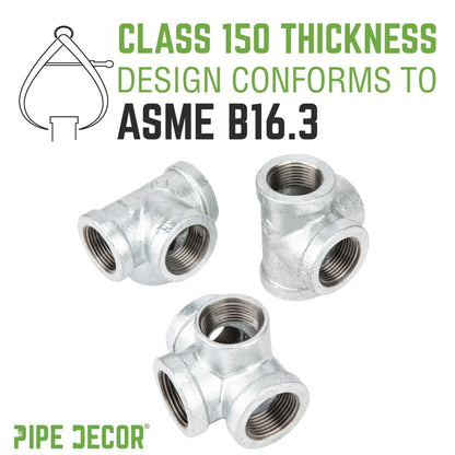 PIPE DECOR 1/2 in. galvanized iron side outlet tee pipe fitting, view 4