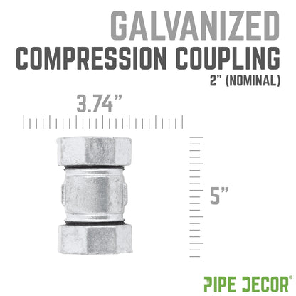 PIPE DECOR 2 in. galvanized iron compression coupling pipe fitting, view 2