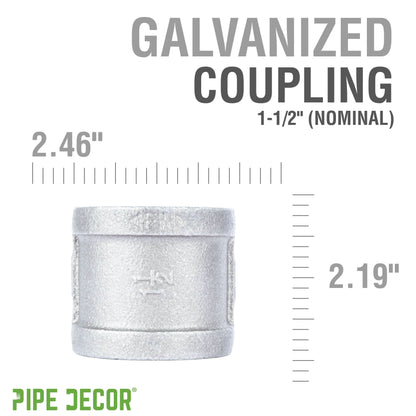 PIPE DECOR 1-1/2 in. galvanized iron coupling pipe fitting