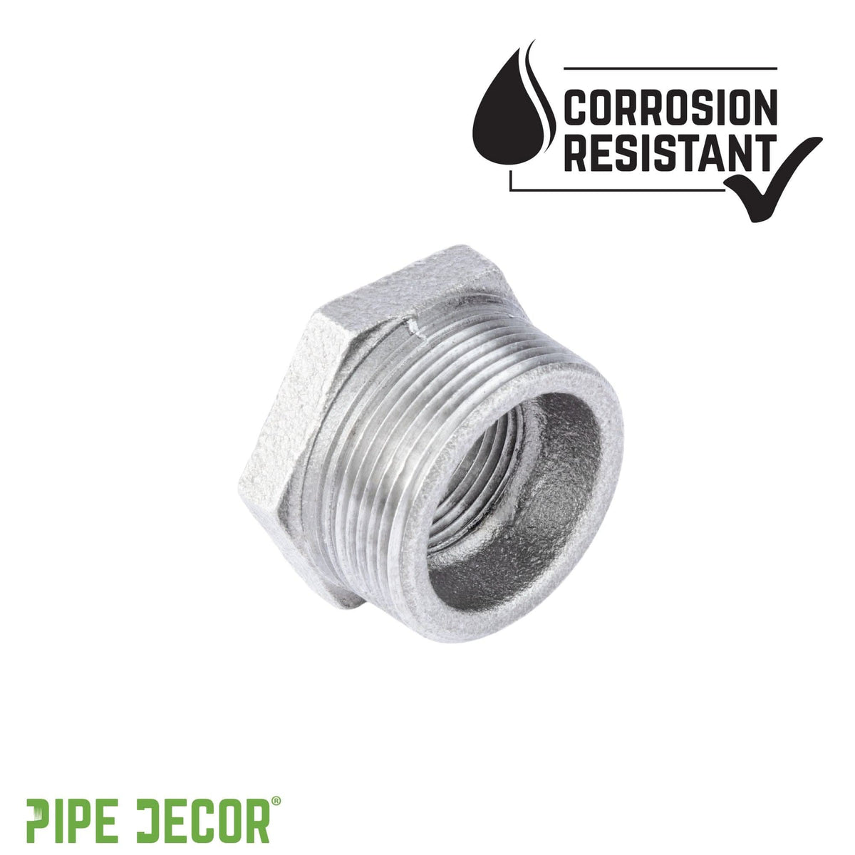PIPE DECOR 1-1/2 in. x 1/2 in. galvanized iron bushing pipe fitting
