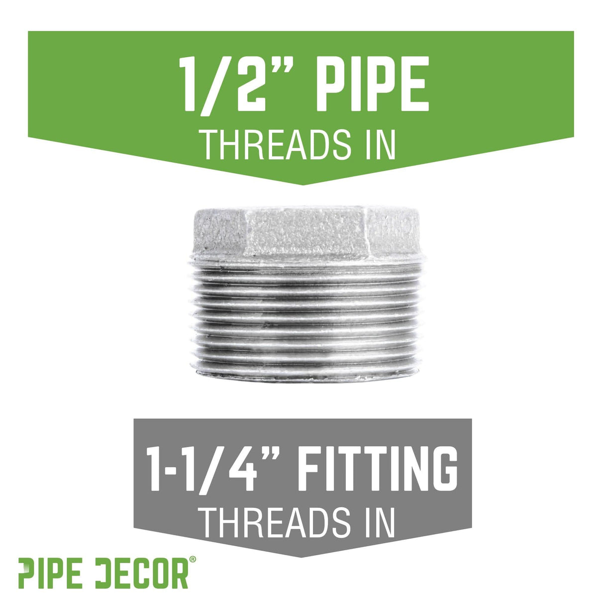 PIPE DECOR 1-1/4 in. x 1/2 in. galvanized iron bushing pipe fitting
