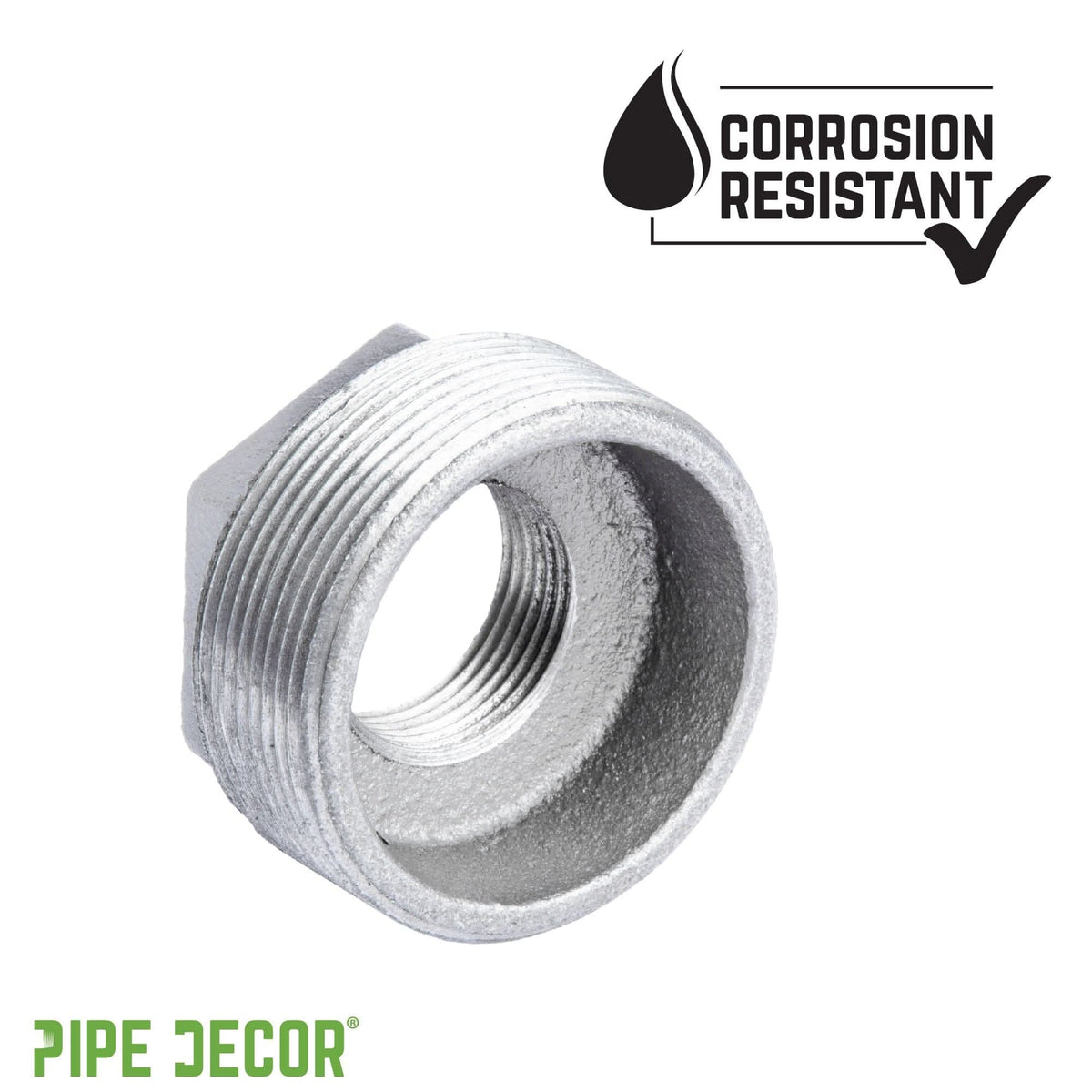 PIPE DECOR 1-1/4 in. x 1/2 in. galvanized iron bushing pipe fitting