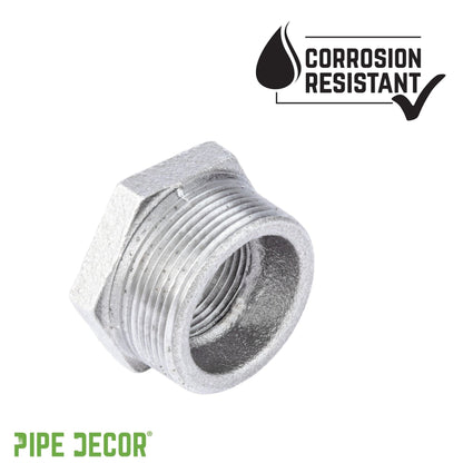 PIPE DECOR 1-1/4 in. x 1 in. galvanized iron bushing pipe fitting