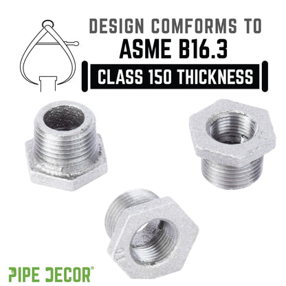 PIPE DECOR 1/2 in. x 3/8 in. galvanized iron bushing pipe fitting, view 4