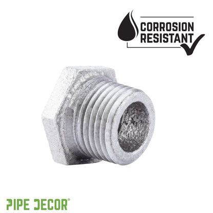 PIPE DECOR 1/2 in. x 3/8 in. galvanized iron bushing pipe fitting, view 6