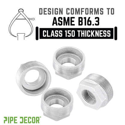 PIPE DECOR 2 in. x 1/2 in. galvanized iron bushing pipe fitting, view 4