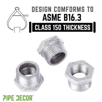PIPE DECOR 3/4 in. x 1/2 in. galvanized iron bushing pipe fitting, view 4