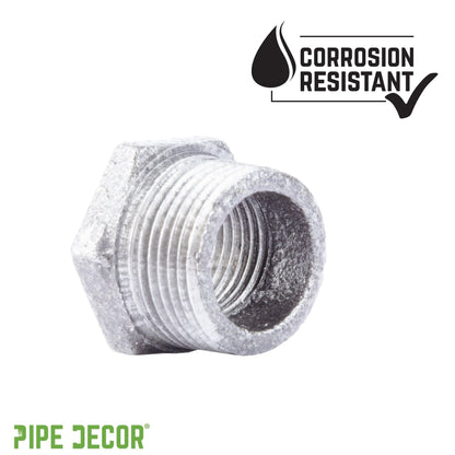 PIPE DECOR 3/4 in. x 1/2 in. galvanized iron bushing pipe fitting, view 6