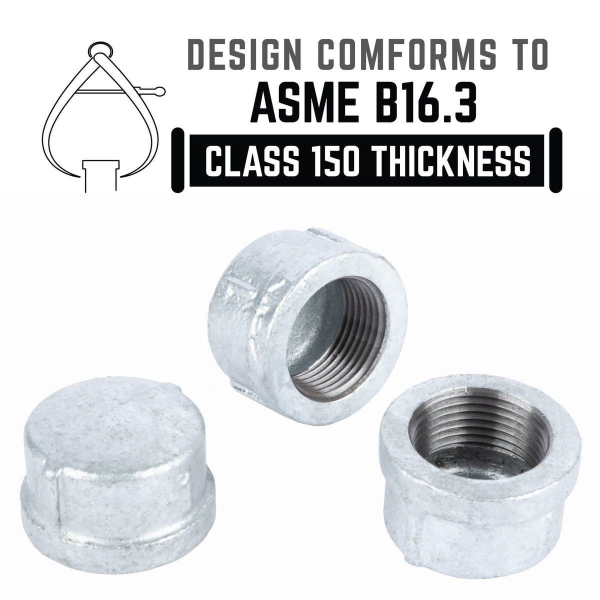 PIPE DECOR 1 in. galvanized iron cap pipe fitting, view 4