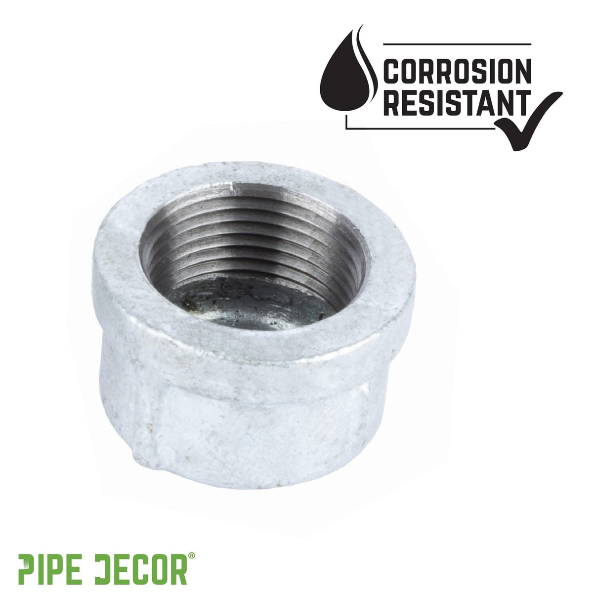 PIPE DECOR 1 in. galvanized iron cap pipe fitting, view 6