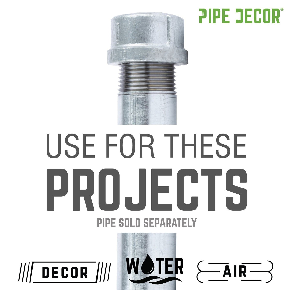 PIPE DECOR 1 in. galvanized iron cap pipe fitting, view 5
