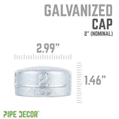 PIPE DECOR 2 in. galvanized iron cap pipe fitting, view 2
