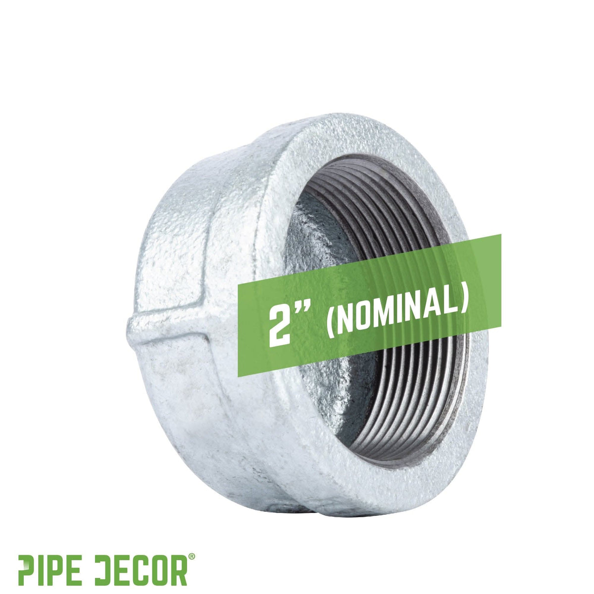 PIPE DECOR 2 in. galvanized iron cap pipe fitting, view 3