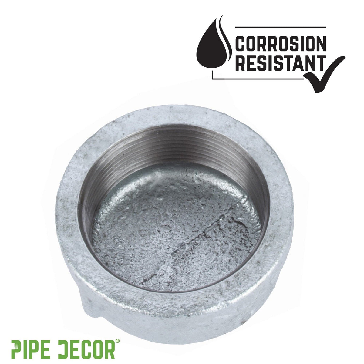 PIPE DECOR 2 in. galvanized iron cap pipe fitting, view 7