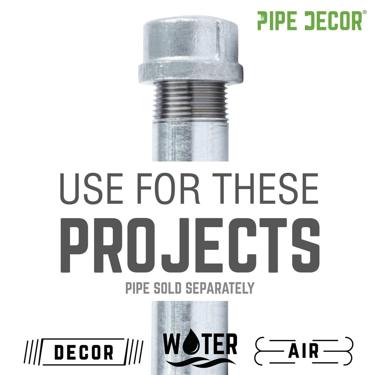 PIPE DECOR 2 in. galvanized iron cap pipe fitting, view 5