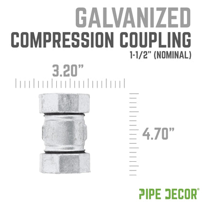 PIPE DECOR 1-1/2 in. galvanized iron compression coupling pipe fitting
