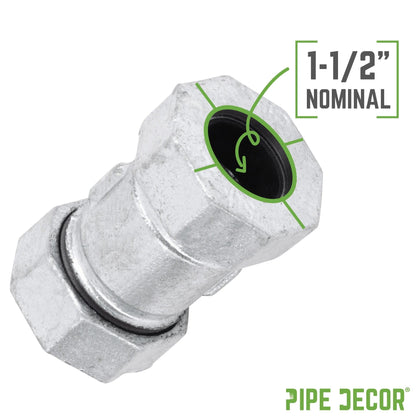PIPE DECOR 1-1/2 in. galvanized iron compression coupling pipe fitting