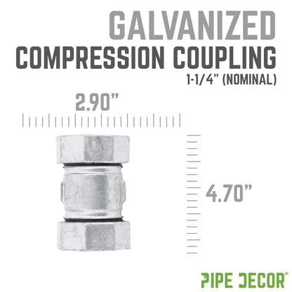 PIPE DECOR 1-1/4 in. galvanized iron compression coupling pipe fitting