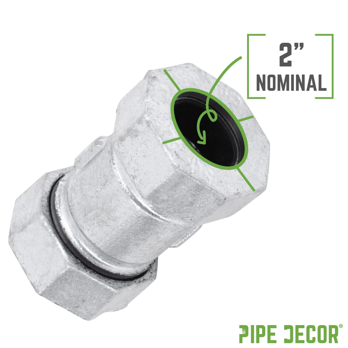 PIPE DECOR 2 in. galvanized iron compression coupling pipe fitting, view 3