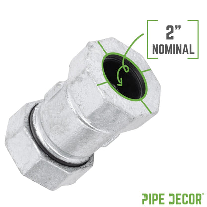 PIPE DECOR 2 in. galvanized iron compression coupling pipe fitting, view 3