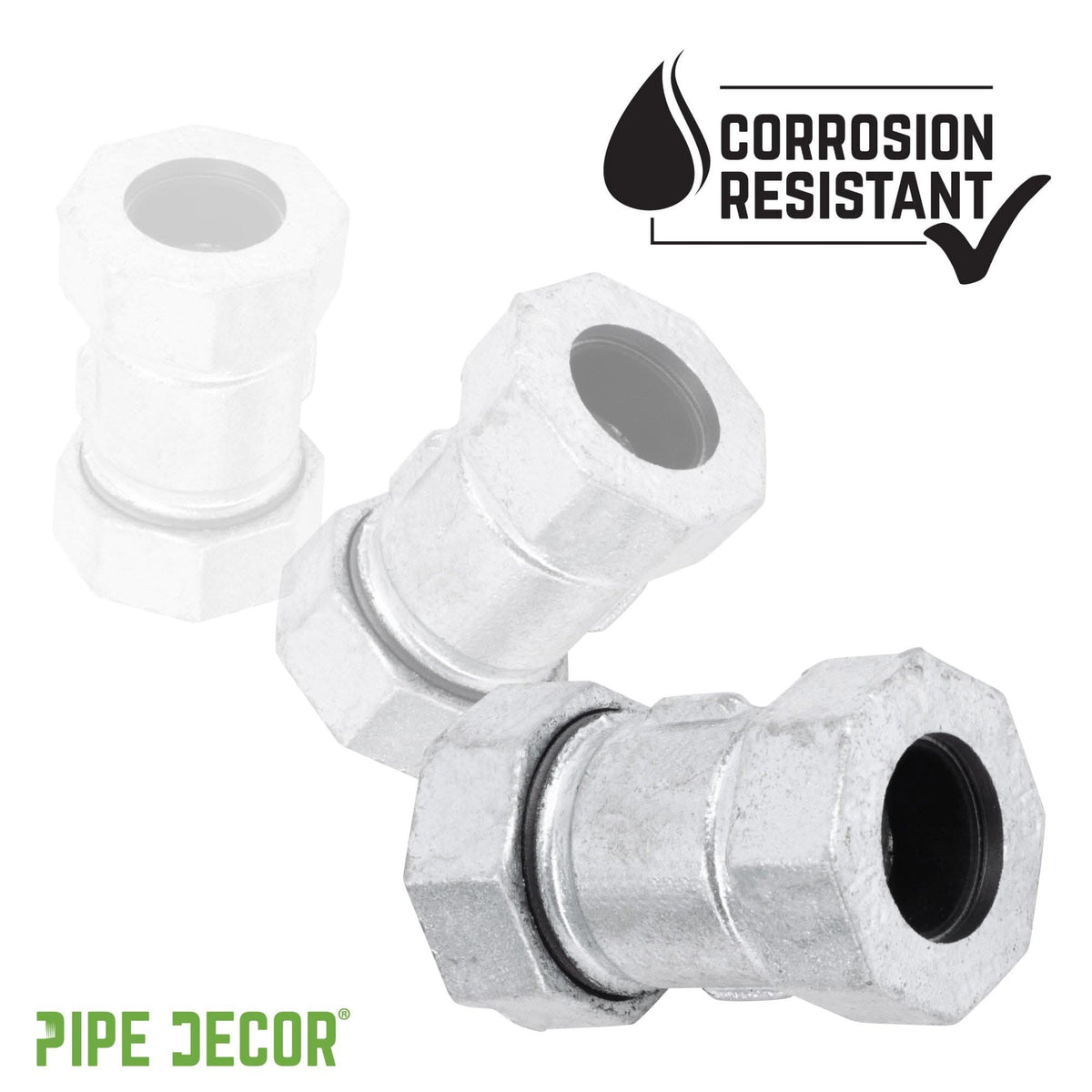 PIPE DECOR 2 in. galvanized iron compression coupling pipe fitting, view 6
