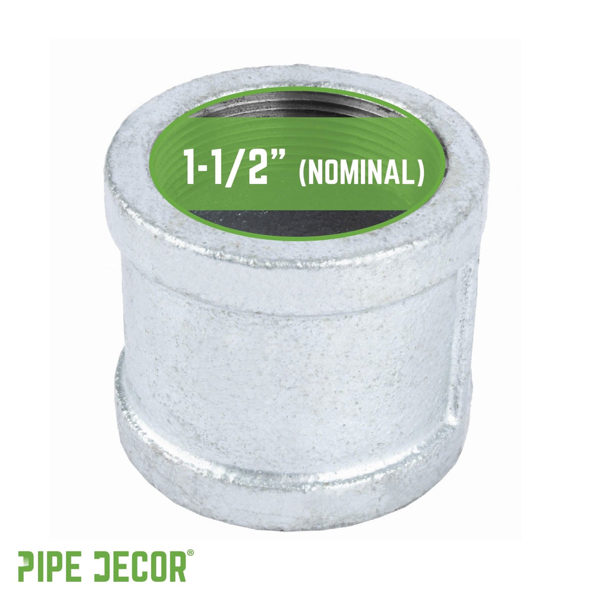 PIPE DECOR 1-1/2 in. galvanized iron coupling pipe fitting