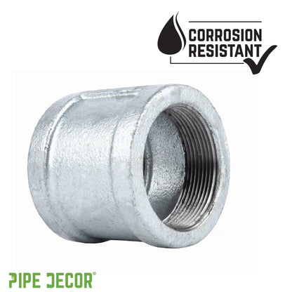 PIPE DECOR 1-1/2 in. galvanized iron coupling pipe fitting