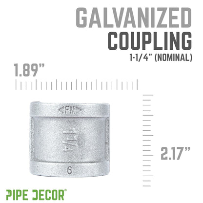 PIPE DECOR 1-1/4 in. galvanized iron coupling pipe fitting
