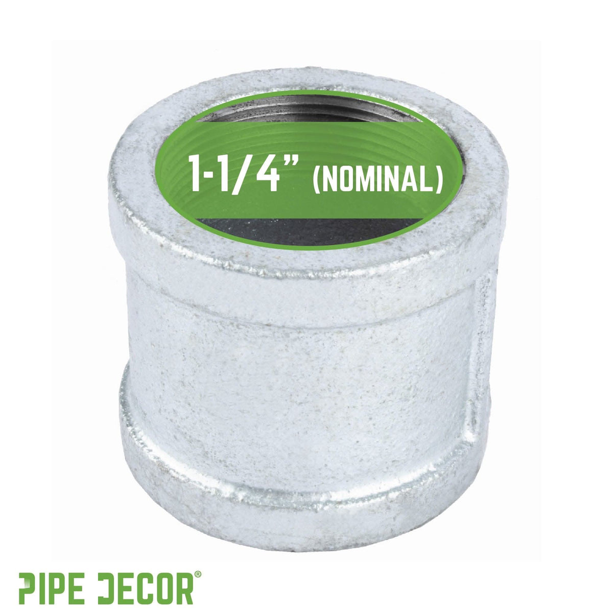 PIPE DECOR 1-1/4 in. galvanized iron coupling pipe fitting
