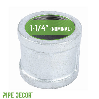 PIPE DECOR 1-1/4 in. galvanized iron coupling pipe fitting