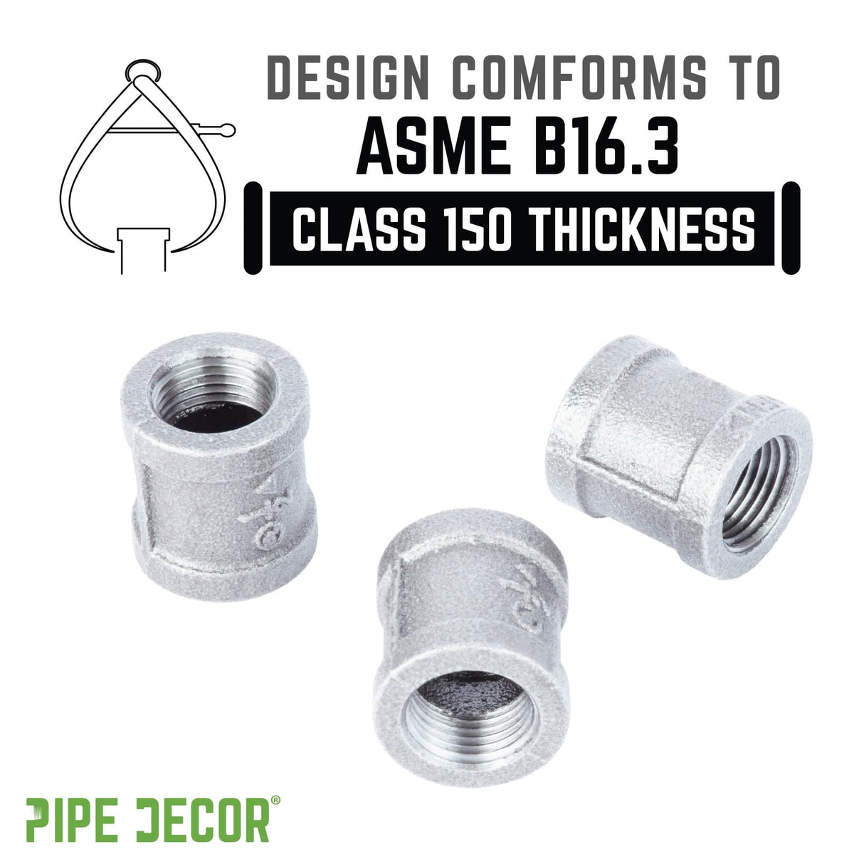 PIPE DECOR 1/2 in. galvanized iron coupling pipe fitting, view 4