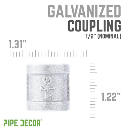 PIPE DECOR 1/2 in. galvanized iron coupling pipe fitting, view 2