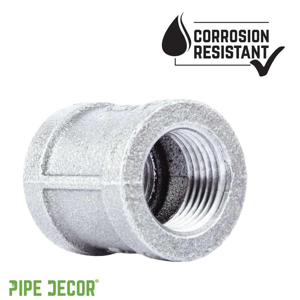 PIPE DECOR 1/2 in. galvanized iron coupling pipe fitting, view 6