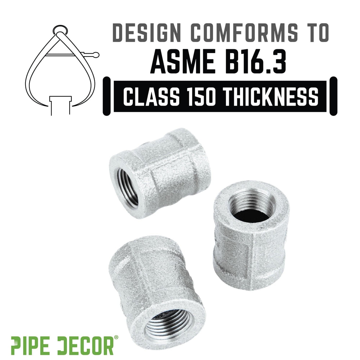 PIPE DECOR 1/4 in. galvanized iron coupling pipe fitting, view 4