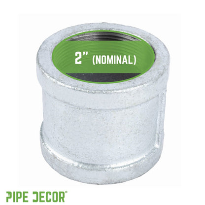PIPE DECOR 2 in. galvanized iron coupling pipe fitting, view 3