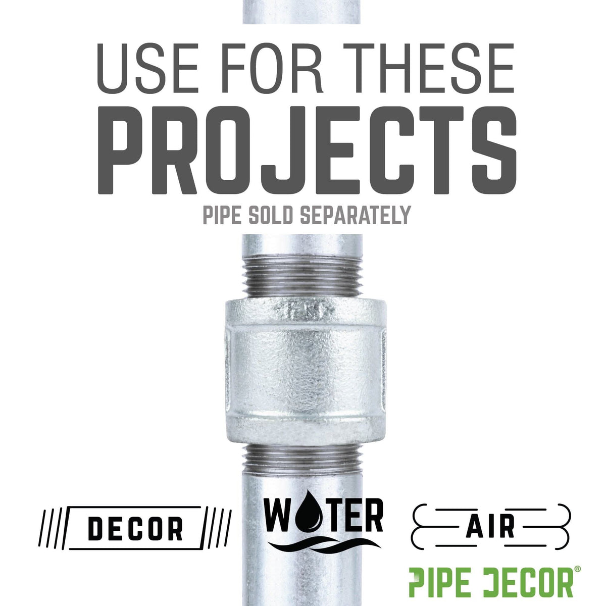 PIPE DECOR 2 in. galvanized iron coupling pipe fitting, view 5