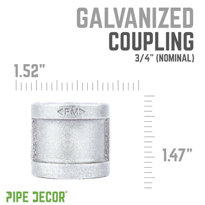 PIPE DECOR 3/4 in. galvanized iron coupling pipe fitting, view 2
