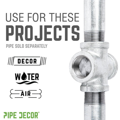 PIPE DECOR 1/2 in. galvanized iron cross pipe fitting, view 5