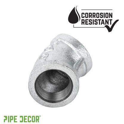 PIPE DECOR 1 in. galvanized iron 45 degree elbow pipe fitting, view 6