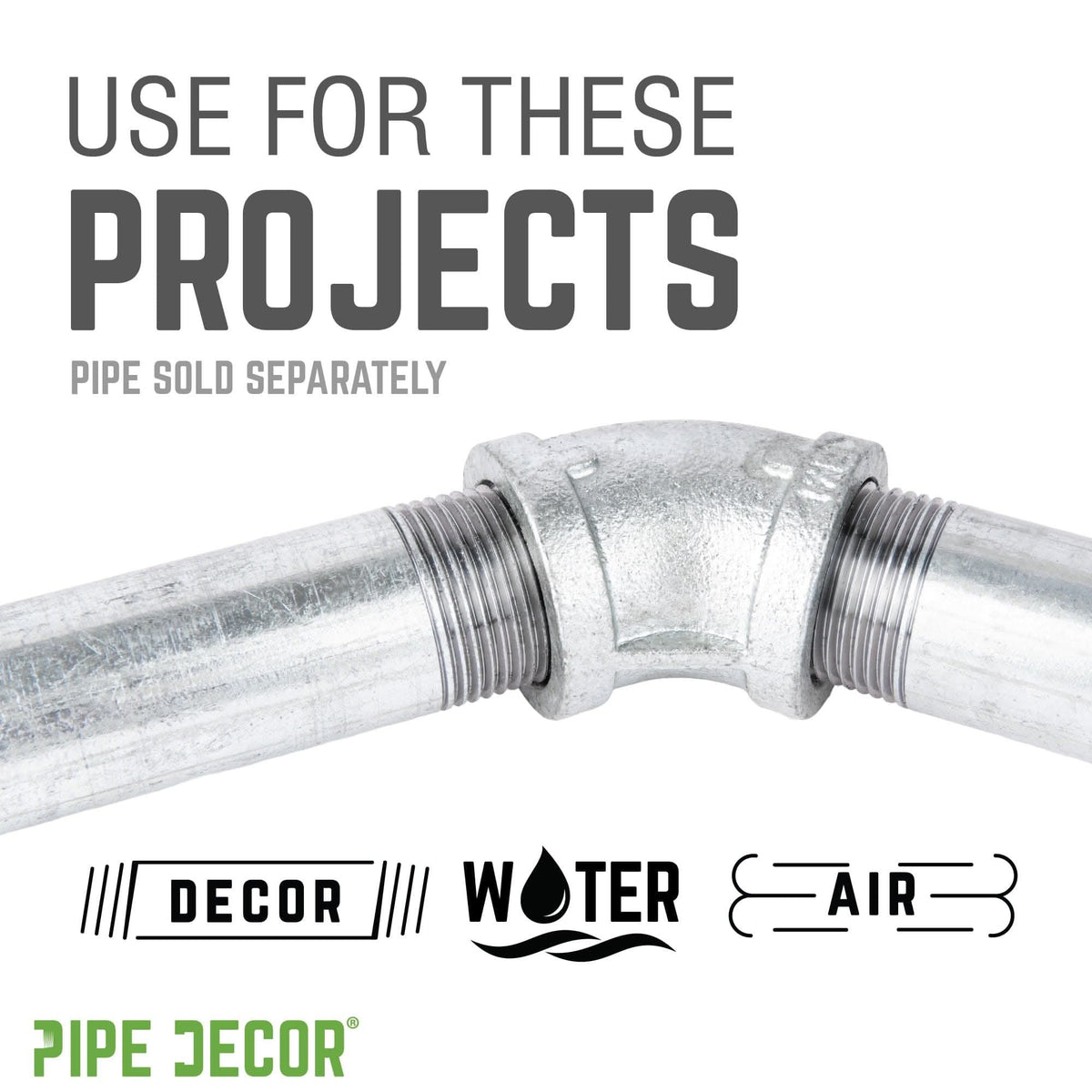 PIPE DECOR 1 in. galvanized iron 45 degree elbow pipe fitting, view 5