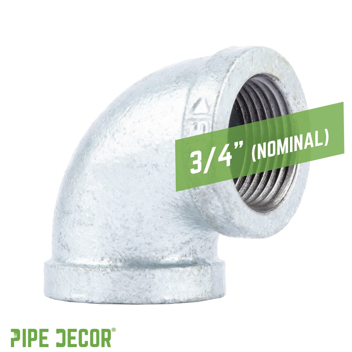 PIPE DECOR 3/4 in. galvanized iron 90 degree elbow pipe fitting, view 3