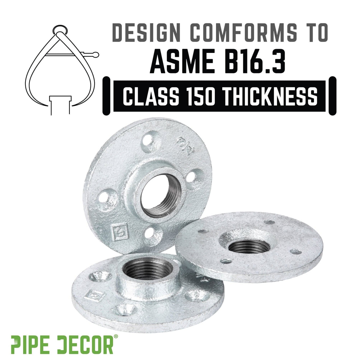 PIPE DECOR 1 in. galvanized iron floor flange pipe fitting, view 4