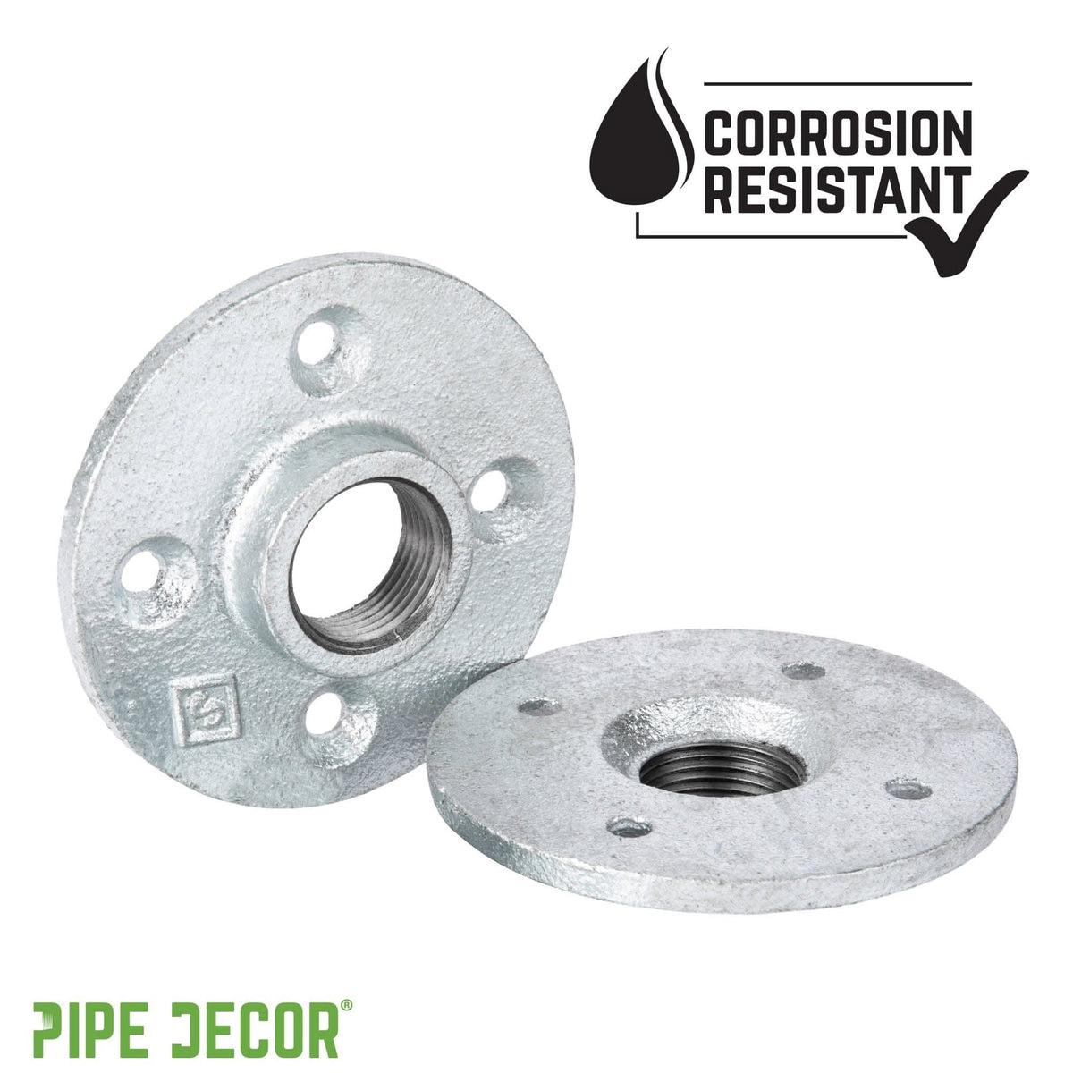 PIPE DECOR 1 in. galvanized iron floor flange pipe fitting, view 6